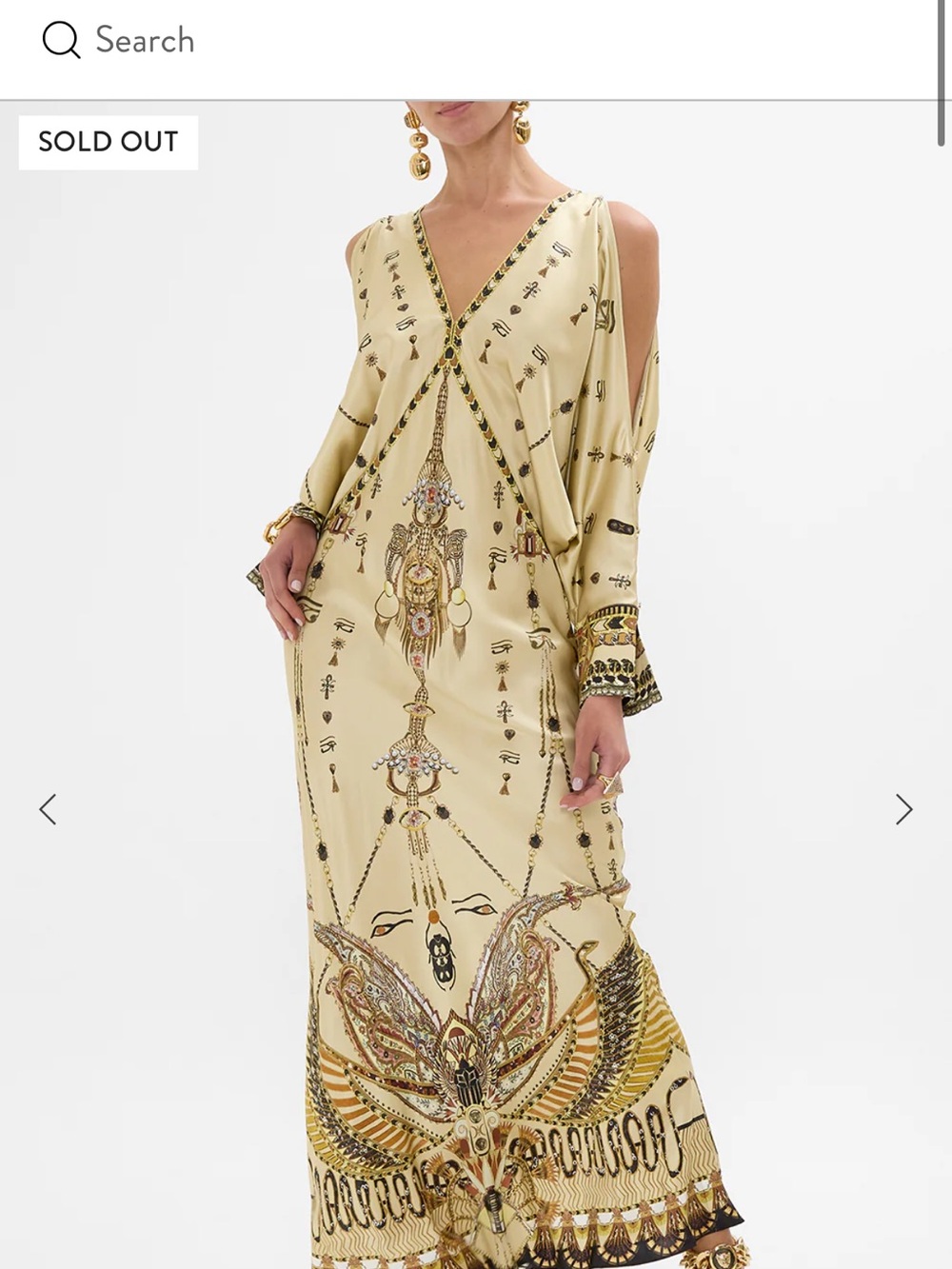 Camilla Cream and Gold Printed Cold-Shoulder Maxi Dress - Picture 3 of 3